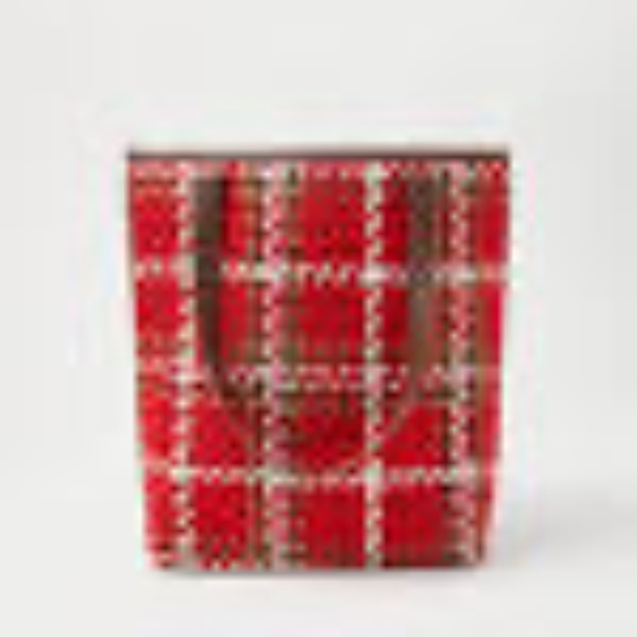 Ann Taylor Handbags - Ann Taylor NWT Red Felted Plaid Tweed Bucket Purse Tote Bag